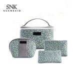 4 Pieces PU Leather Cosmetic Mesh Travel Makeup Bag Sets