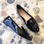 PU Lining Calf Leather Flat Heeled Shoes 22.5cm-25cm Ladies Leather Loafers