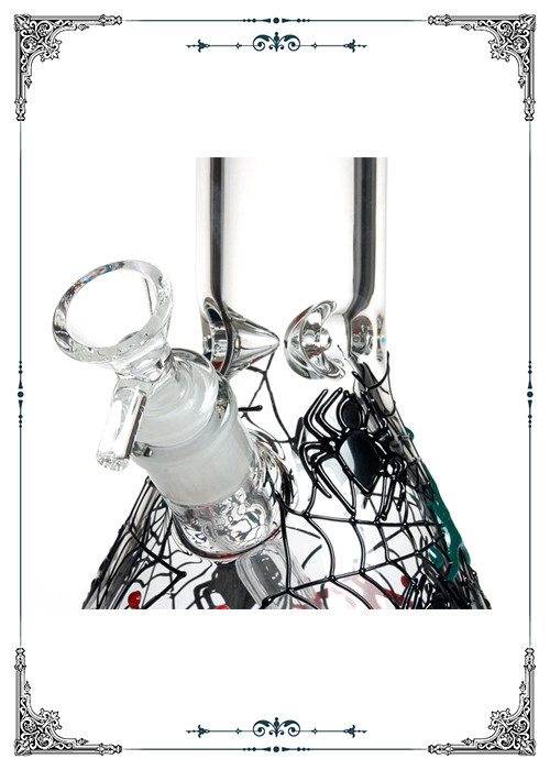 PHOENIX STAR 7MM Beaker Glass Bong Smoking Water Pipe Skull Pattern Pipes