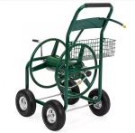 Stainless Steel Water Hose Reel on 4 Wheel Cart for House Cleaning and Flower