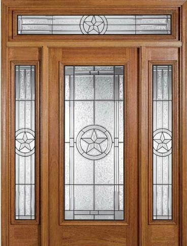 The star style triple glass panel in wooden door with cheap price and high