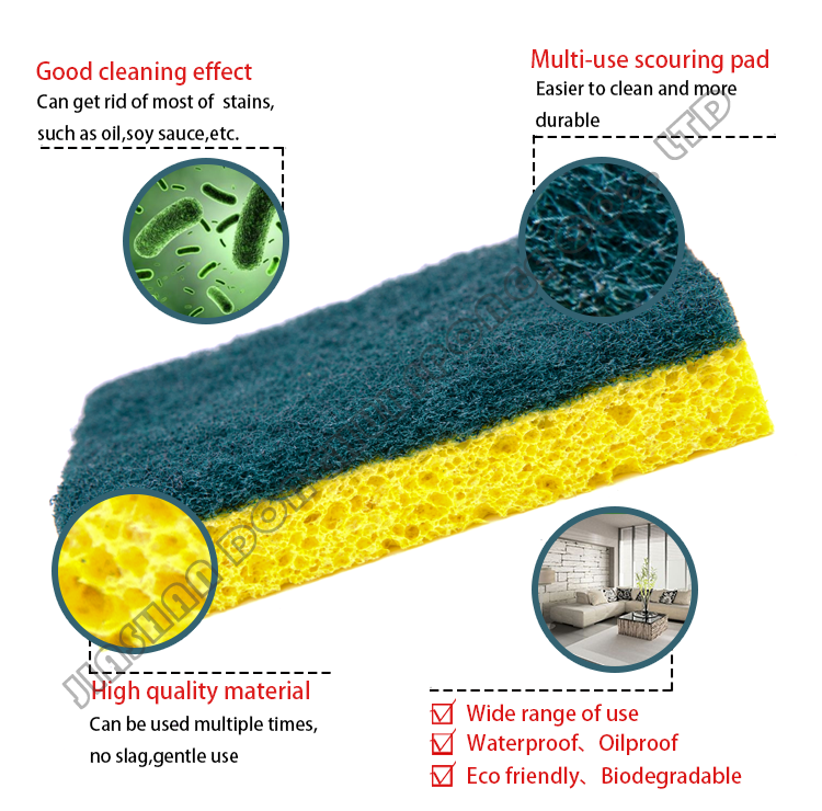 Multi Purpose Cellulose Sponge Scourer Customized Kitchen Cellulose Sponge Eco Friendly