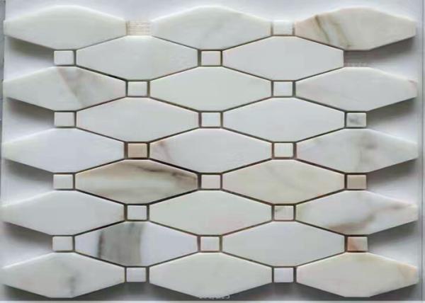 Buy cheap Hexagon / French Pattern Marble Basketweave Floor Tile Anti - Stain Mosaic Bathroom Tiles from wholesalers