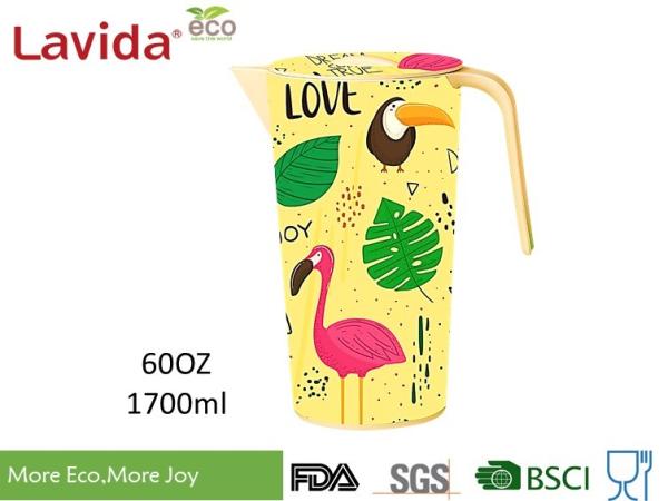 Buy cheap FDA LFGB Standards Bamboo Water Jug Stylish Design High Temperature Tolerance Oddorless Durable Recycled from wholesalers