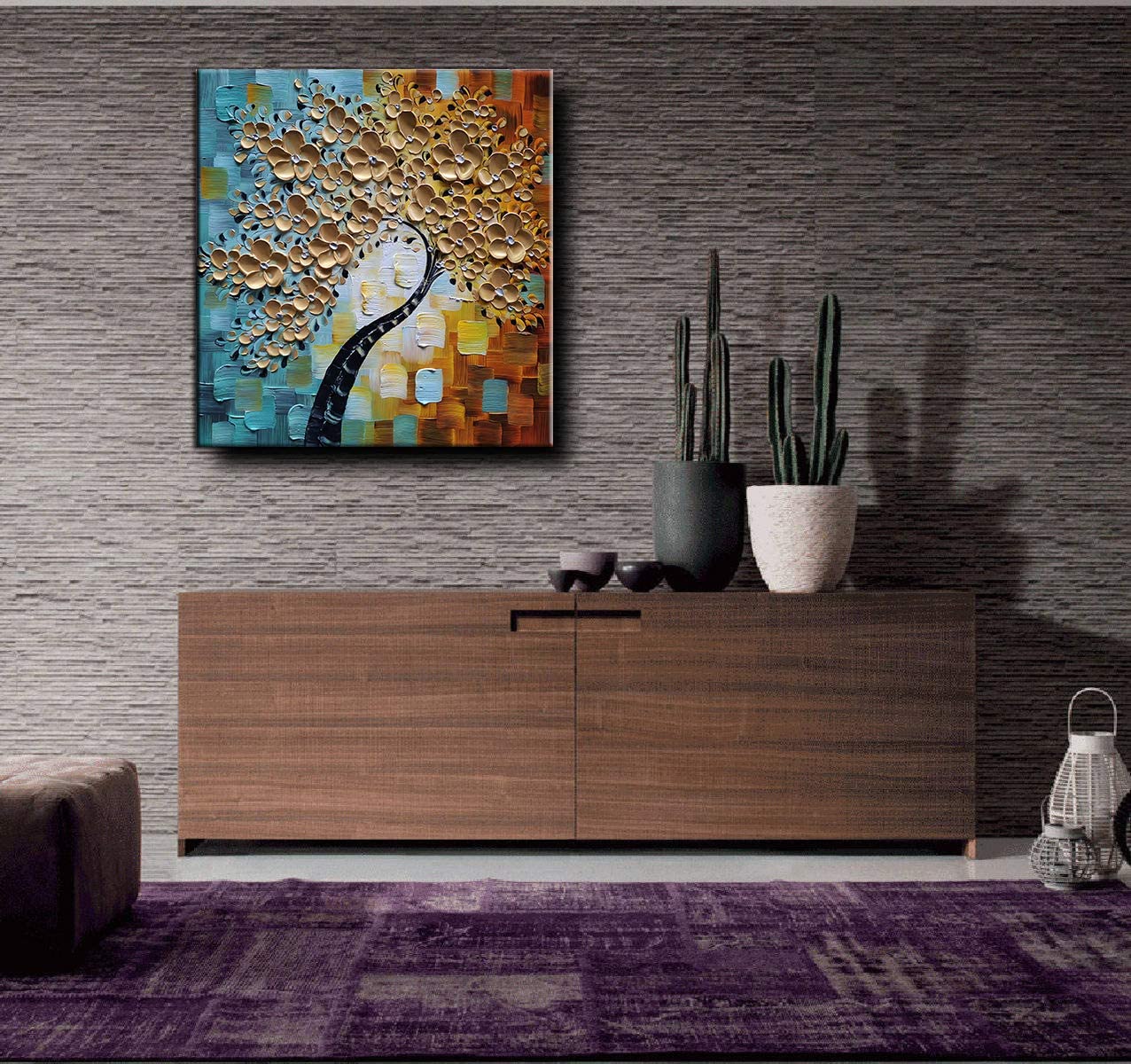 Hand Painted Wall Hanging Decor Impressionist Blossoming Almond Tree Flower Van Gogh Oil Painting on Canvas Support Base