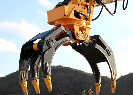 Q690 Excavator Hydraulic Rotating Grapple Attachments Customized Color