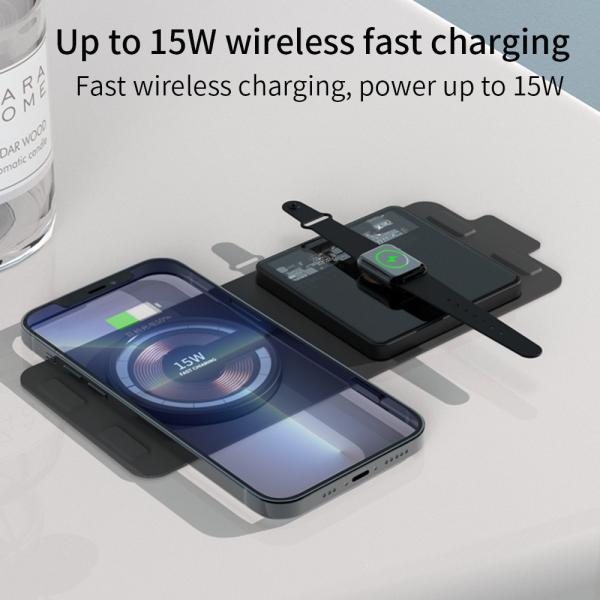 2.5D Tempered Transparent Glass Mirror Smart Qi Fast Charge 2 In 1 Dual Wireless Charger