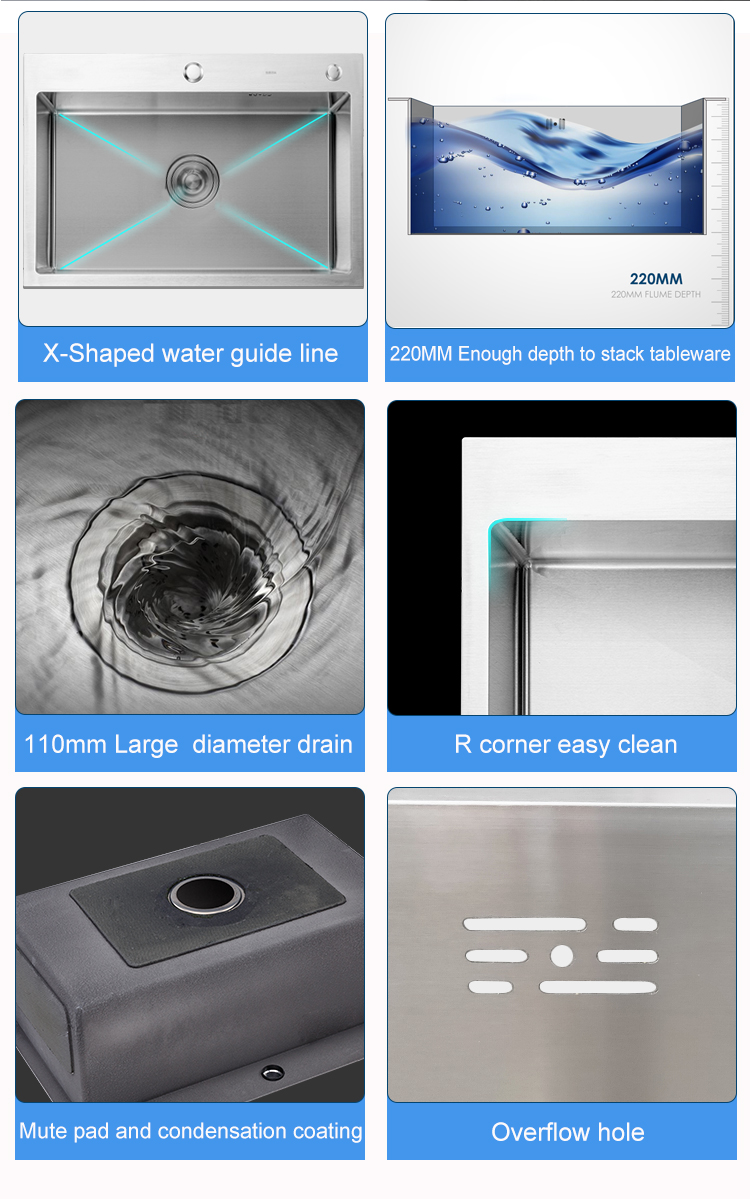 Rectangular Stainless Steel Utility Sink Modern Above Counter Kitchen Sink