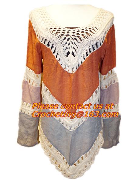 Brazilian Blouse Women Hollow Out Loose Beach Crochet Bikini Blouses Long Sleeve