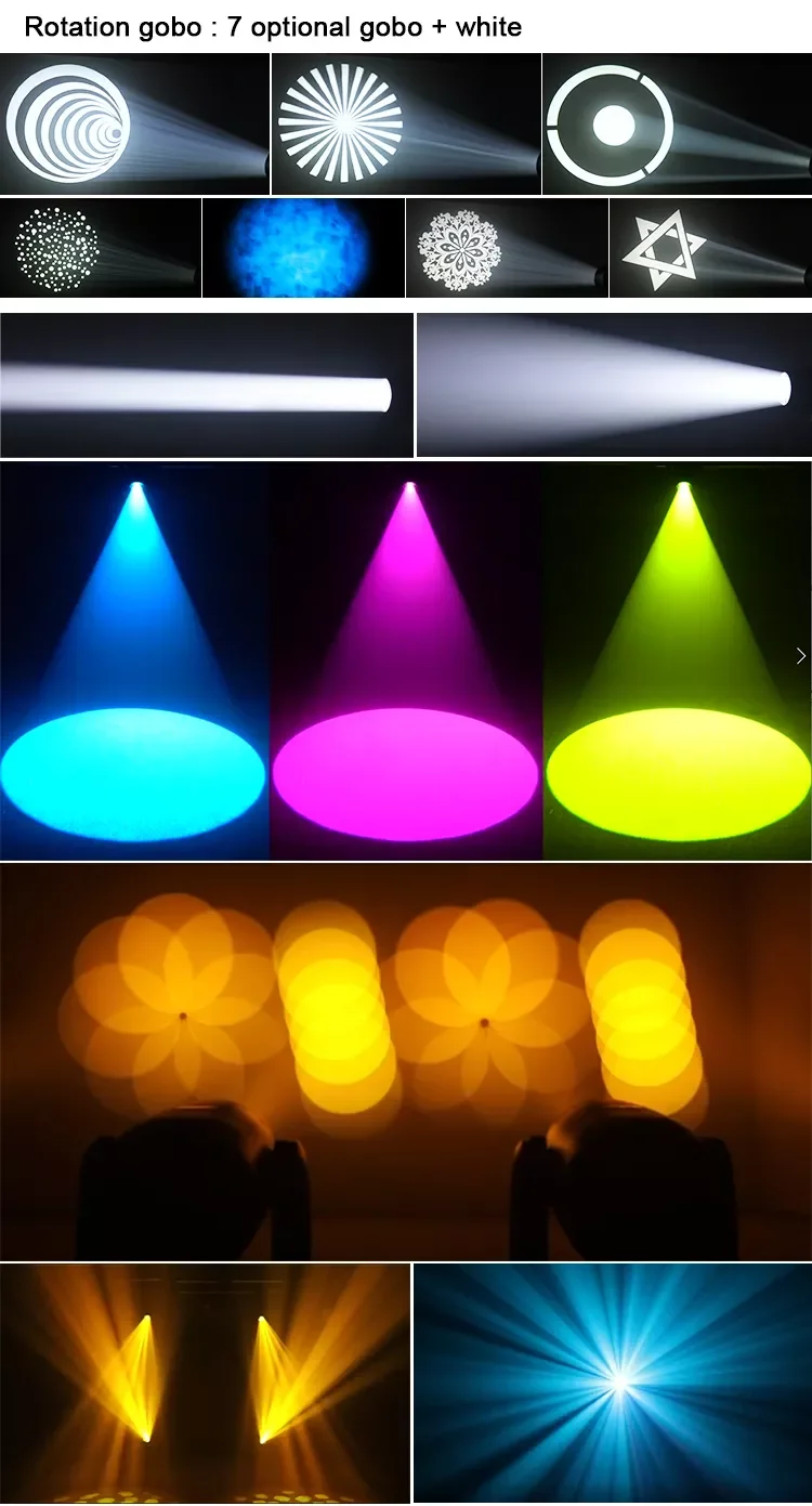 DMX512 Beam Lights for Club Wedding KTV Concert Gobo 12 Fixed Gobo Wheel White Light