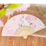 Wholesale Chinese Custom Bamboo Printed Fabric Bamboo Fan Folding Paper Fan Hand