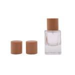 Factory Sale Beech Wooden Lid Perfume Bottle Cap Empty Glass With Sprayer Pump