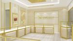 3 Color LED Light Golden Jewelry Store Showcases Alloy Display Cabinet