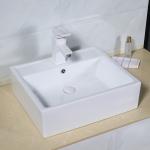 Porcelain Above Countertop Mounted Bathroom Sink 400mm Wide Handcraft