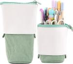 Telescopic Pencil Bag Pen Holder Stationery Case, PU Corduroy Stand-up