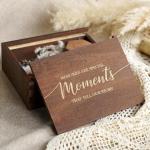 Creative wooden wedding accompaniment gift box souvenir storage box burnt color