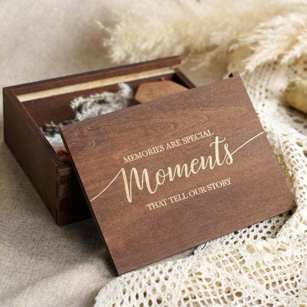 Creative wooden wedding accompaniment gift box souvenir storage box burnt color