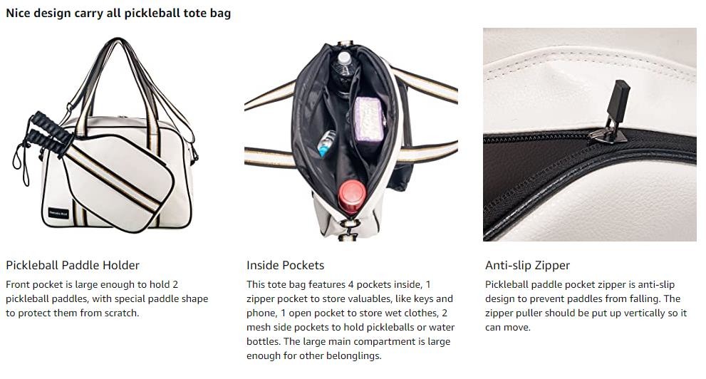 PU Leather Polyester Women'S Pickleball Tote Bag , Pickleball Duffel Bag