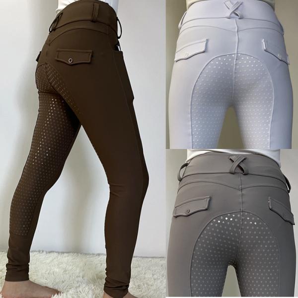 Buy cheap Brown Silicone Horse Riding Pants High Elastic Equestrian Jodhpurs Breeches Women from wholesalers