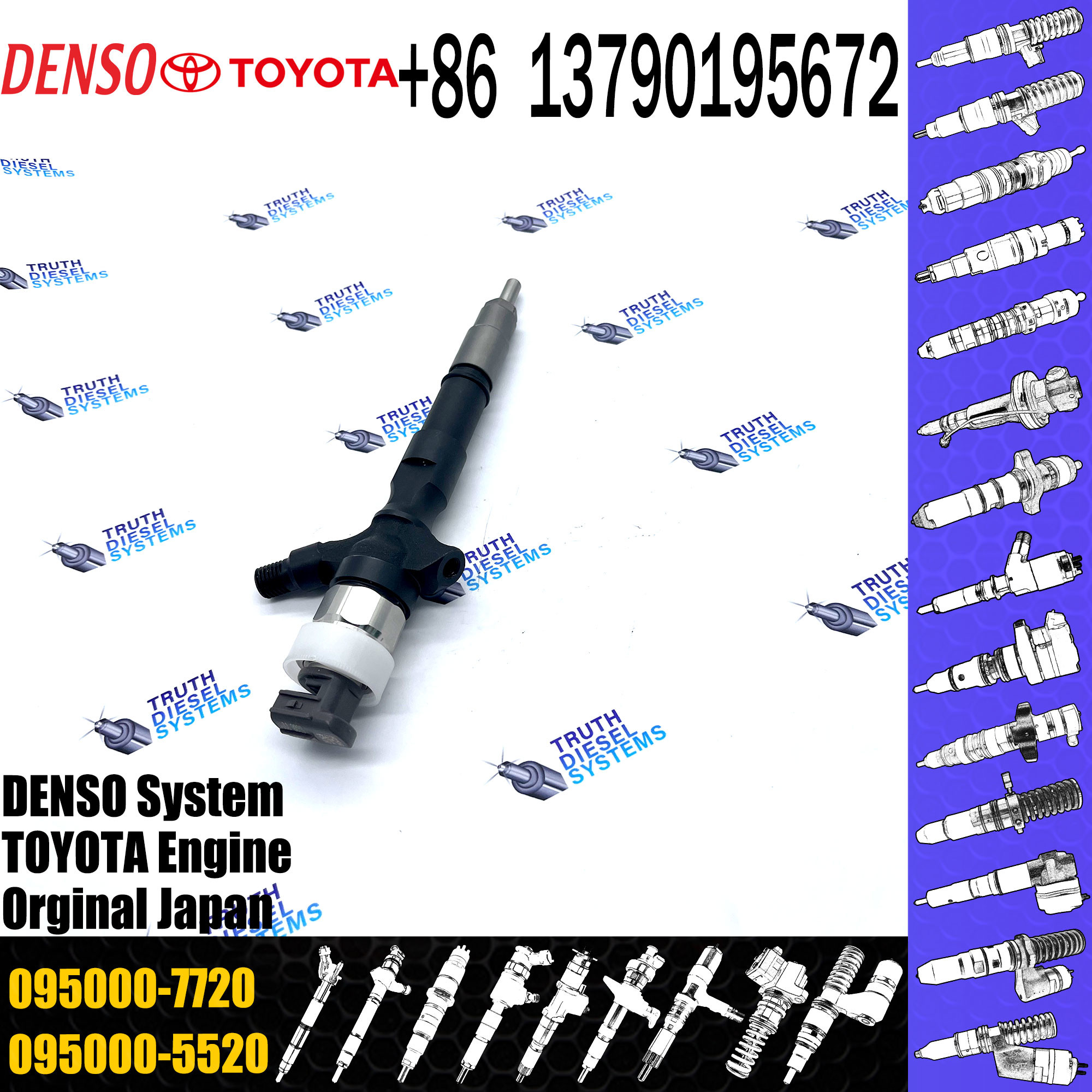 095000 7720 Remanufactured Common Rail Injector 0950007720 095000-7720 For Toyota Daihatsu Delta 1KD-FTV
