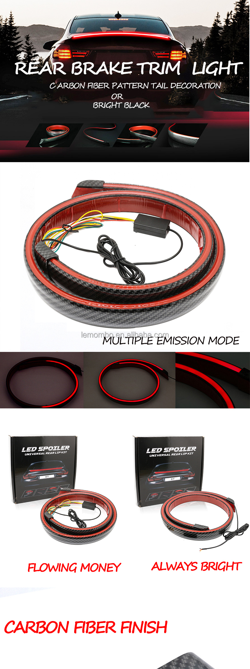 5W 12V Car Flexible Led Tail Light Carbon Fiber For Airman