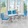 Buy cheap Modern 200cm Tempered Glass Dining Table Set 6 Chairs Stainless Steel Base from wholesalers