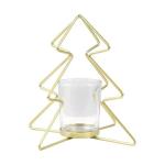 Christmas Tree Iron Tealight Candle Gold Candlesticks With Glass