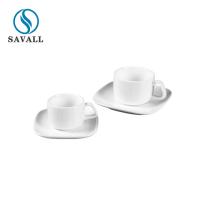 Buy cheap Square White Ceramic Restaurant Porcelain Teacup Customized product