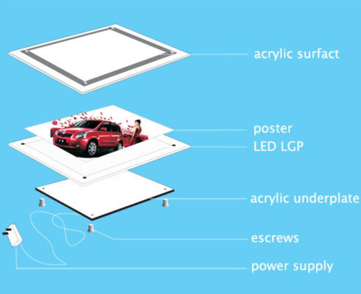 Indoor LED Advertising Sign Light Box With Snap Frame Rectangle Shape