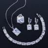 Buy cheap White Gold Color Luxury Bridal CZ Crystal Necklace and Earring Sets Big Wedding Jewelry Sets For Brides from wholesalers
