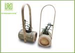 Handled Natural Bamboo Flower Pots For Green Garden Plants Customized Shape