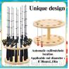 Buy cheap Wooden Fishing Rod Organizer Display Rack Solid Wood Round Storage Fishing Rod Base Simple Billiard Cue Placement Stand from wholesalers