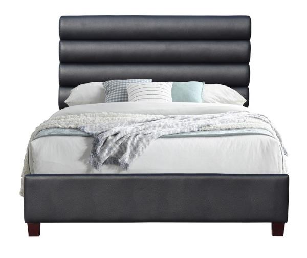 Buy cheap Black PU Leather Upholstered Bed Frame Queen Size Bedroom Funiture from wholesalers