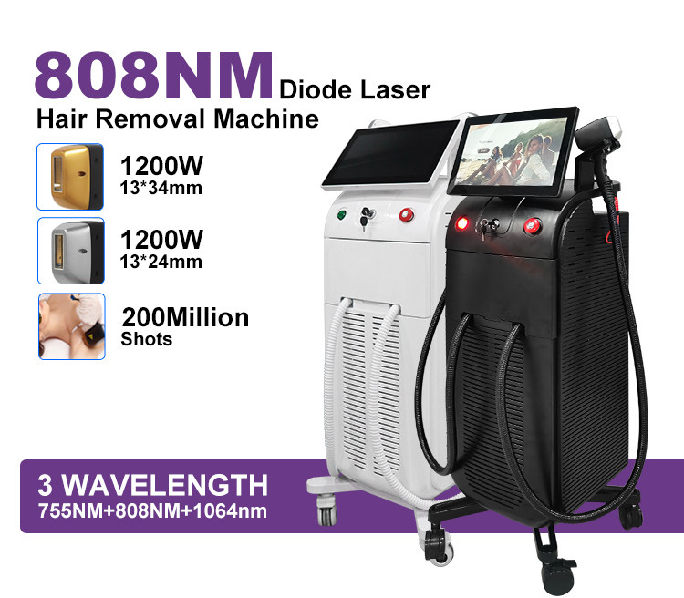 Professional Lazer Beauty Device 808 755 1064 Painless Diode Laser Hair Removal Machine