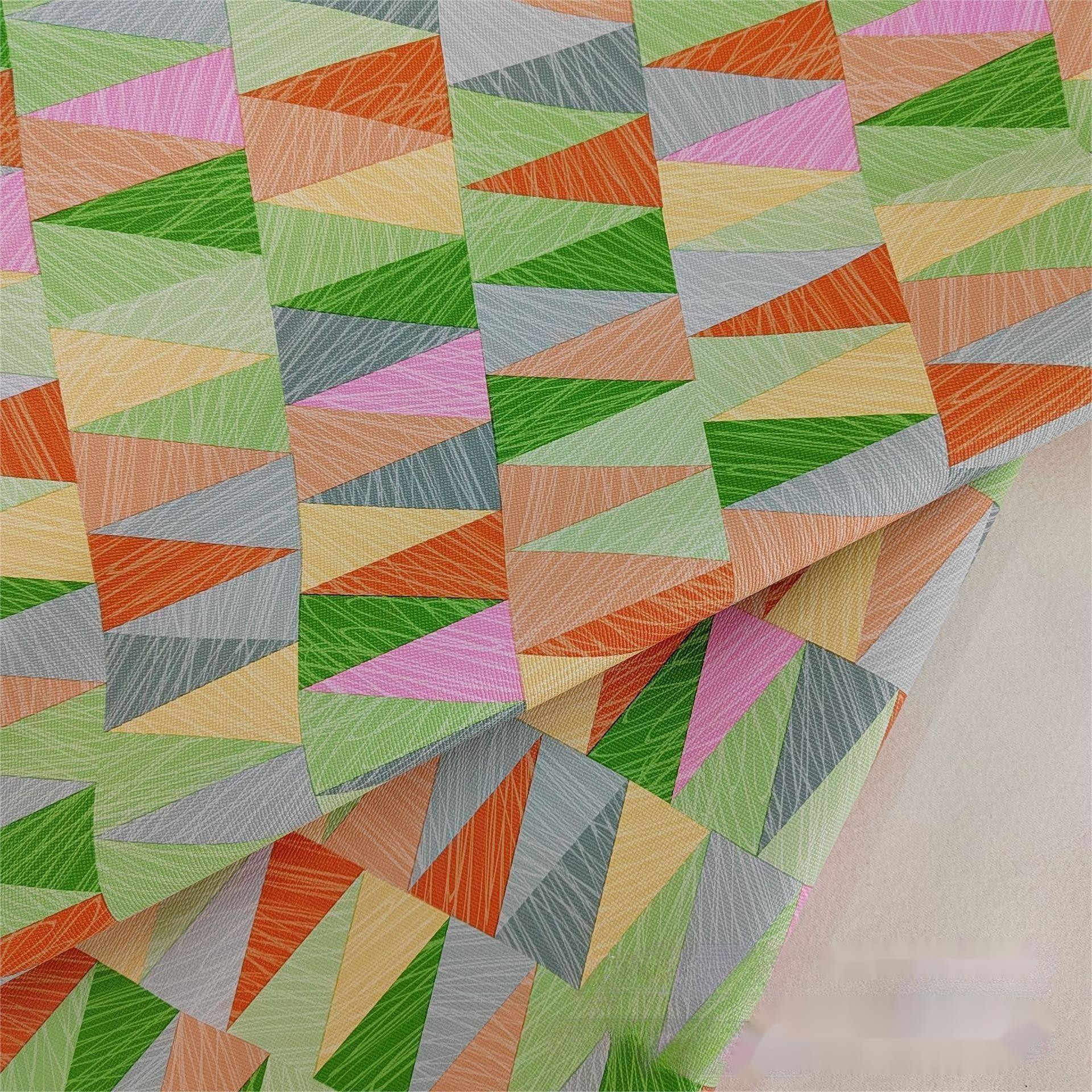 0.8mm Colorful Geometric Design PVC Leather For Handbag Packing Box Phone Case Decoration Usage