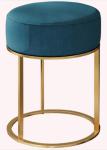 Blue Fabric Upholstered Stool Round Minimalist Pastoral Style ODM