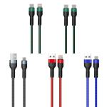 5V 2A / 5V 3A Braided Charging Cable for Lightning / Android / Type C Devices 1M