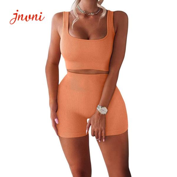Buy cheap Drawstring Workout Outfits For Women 2 Piece Seamless Ribbed Set from wholesalers