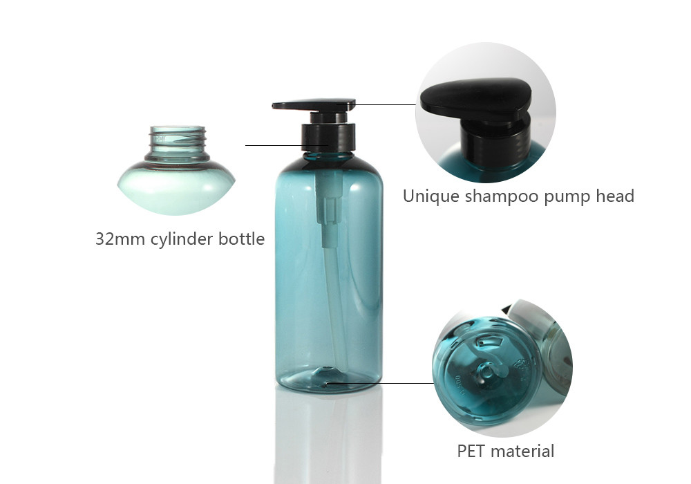 400ml Transparent Blue Shampoo Shower Gel Bottle