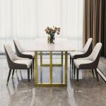 1.6 Meter Length Marble Apartment Dining Tables With Stainless Steel Leg