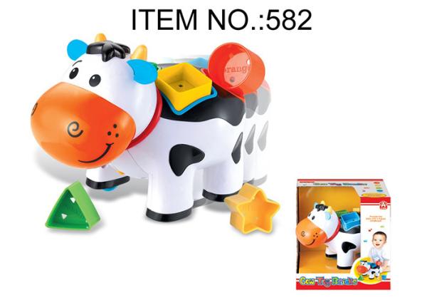 Toddler B / O Cow W / Shape Sorter Blocks Infant Baby Toys Educational 5 Pcs