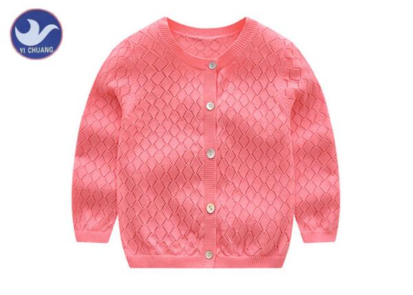 Buy cheap Crew Neck Girls Cardigan Sweaters Spring Knitwear Shell Buttons Diamond Pointelle from wholesalers