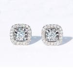 18K Gold Card-Cut Diamond Stud Earrings 2.0g 18K White Gold Fashion Show