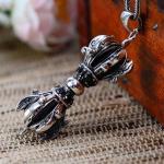 Men's Jewelry Vintage Old Sterling Silver Amulet Pendant Necklace (N029293W)