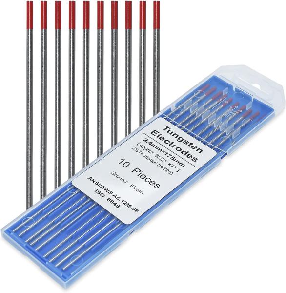 Buy cheap 10-pack Red Tungsten Electrodes 2.4mm*175mm for TIG Welding Welding Current 40-230A from wholesalers