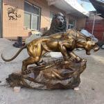 Bronze Leopard Statue Brass Life Size Panther Sculpture Customized Outdoor