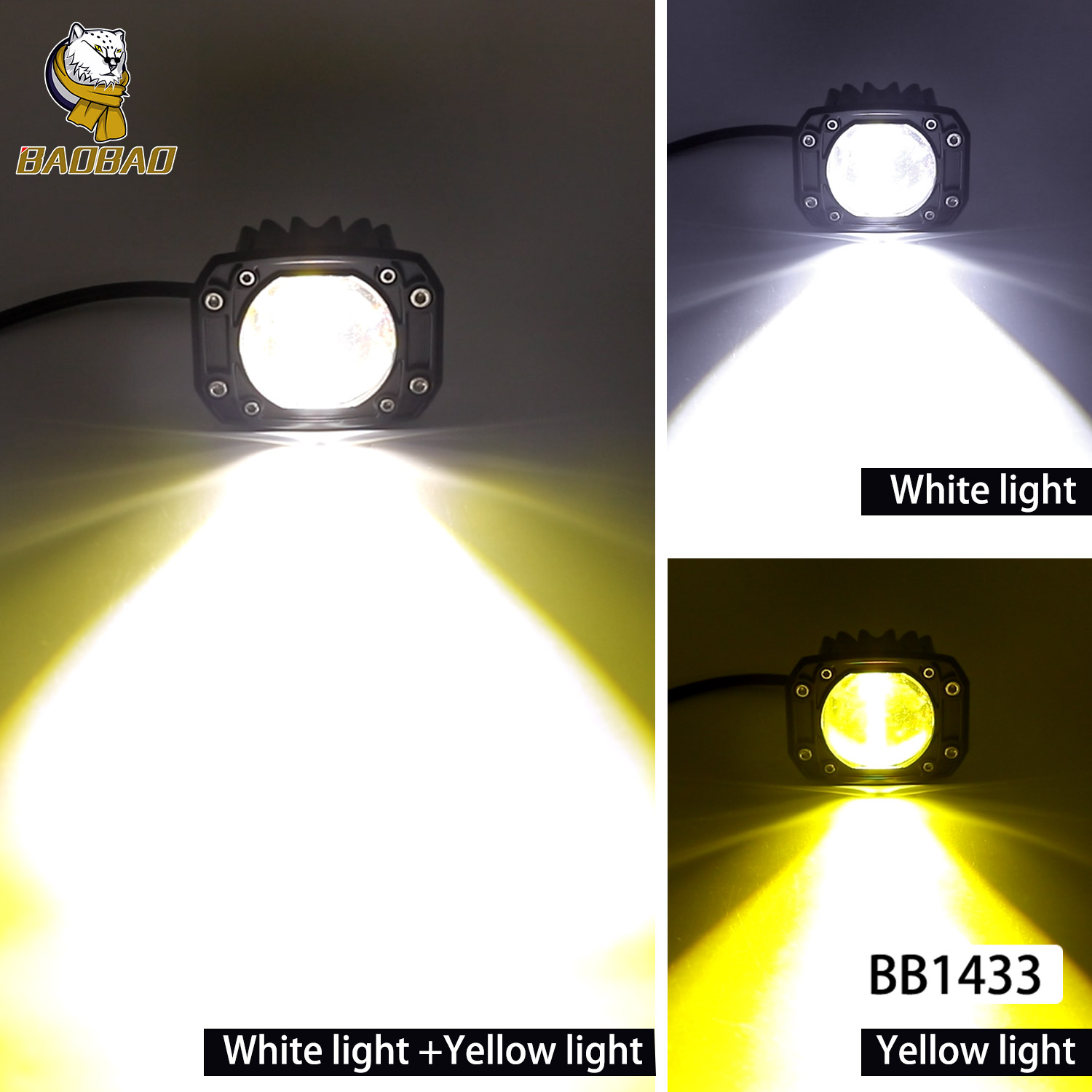 Rectangle White Yellow Projector Spotlight Motorcycle Driving Lamp