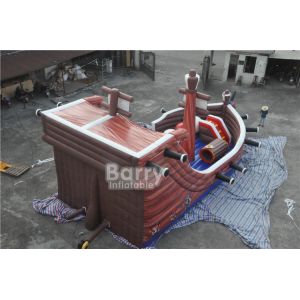 Attractive Commercial Inflatable Combo Pirate Ship , Bouncy Castle Slide With