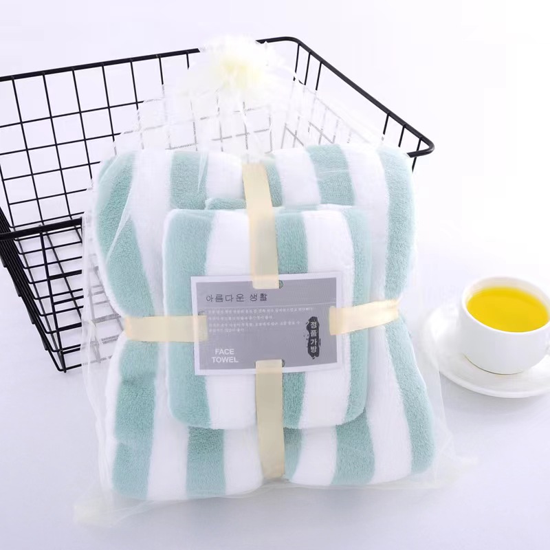 Woven Polyester Towel Bath Towel Sets Solid Color Thick Absorbent Wide Edge Wrapping