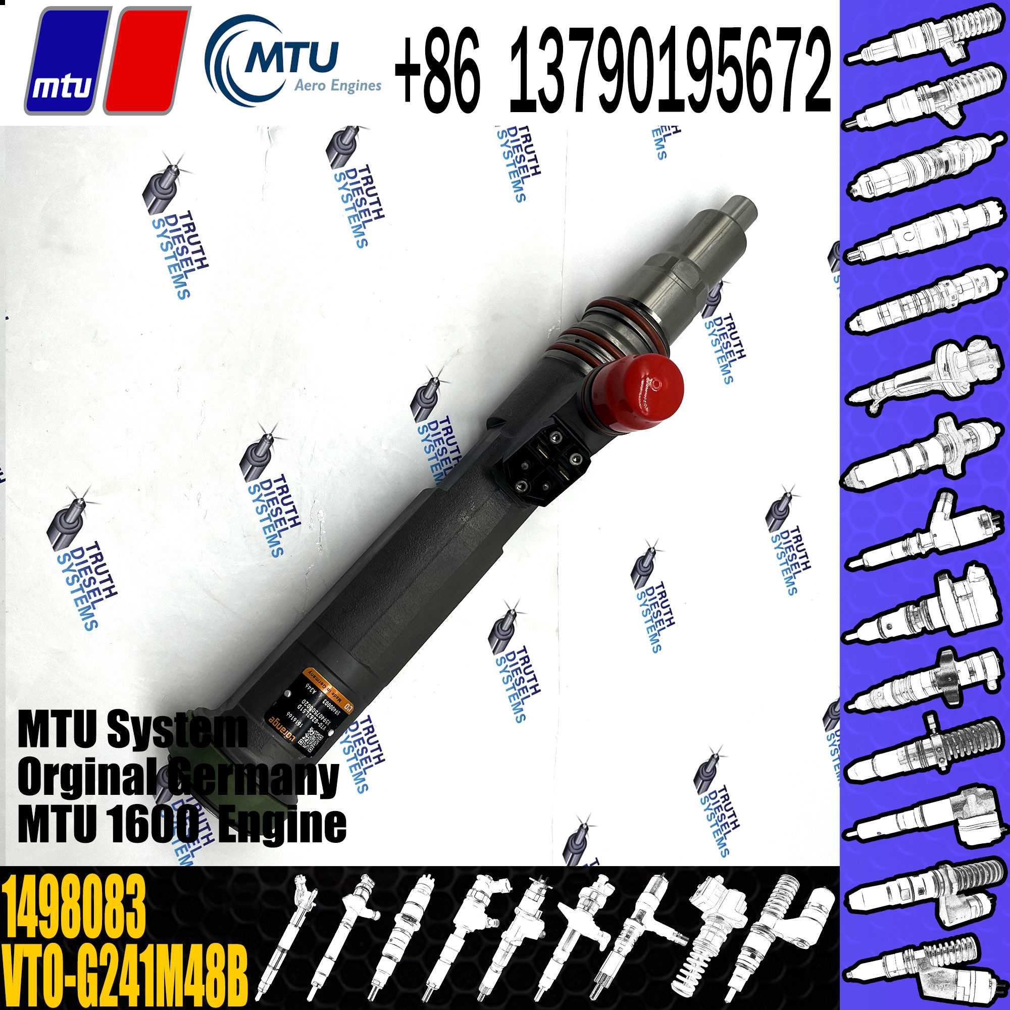 VTO-G265G48B Diesel Fuel Injector ISO X5240750003 Mtu Injector